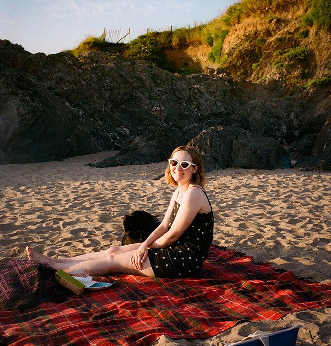 Woman smiling on a beach