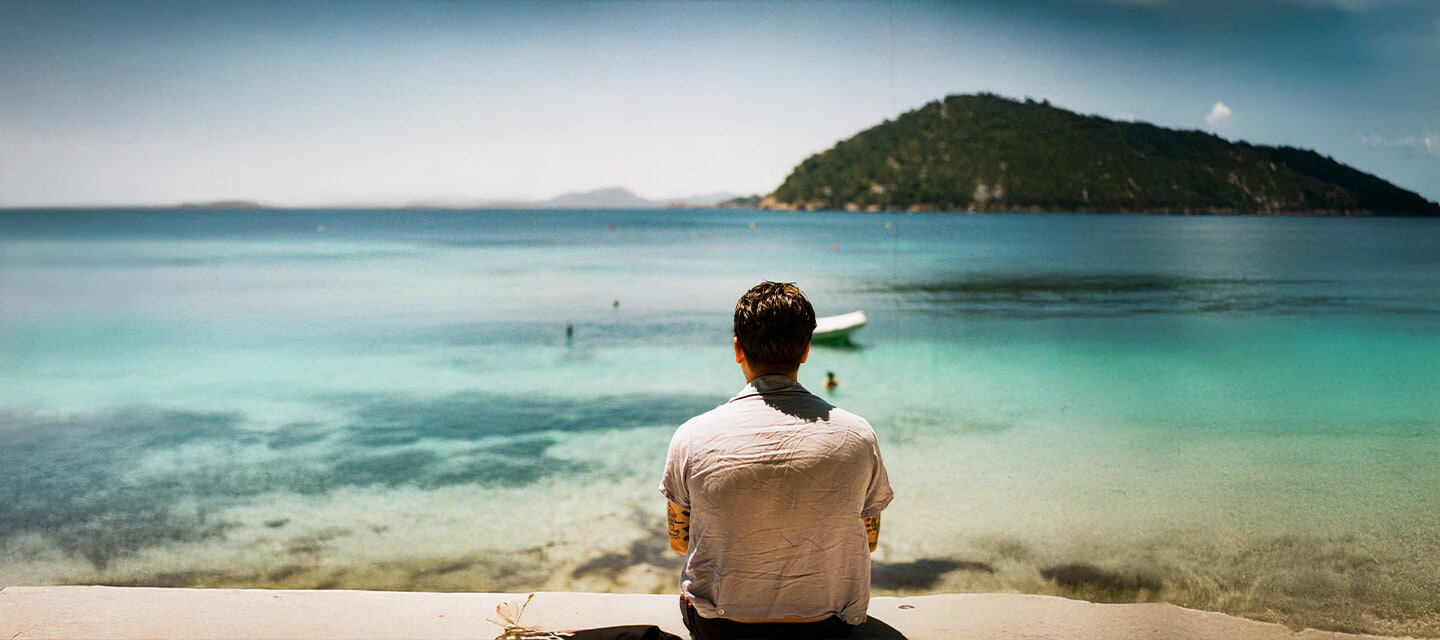 Men looking at the sea