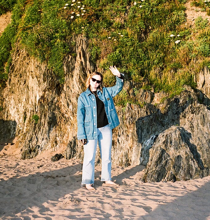 Women waving on the beach