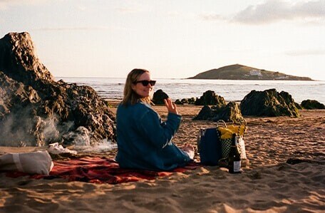 Women sitting on a beach